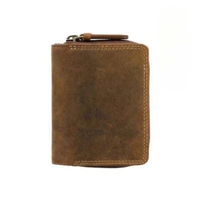 Afbeelding van VISCONTI RB53 dubbele opvouwbare damesportemonnee van leer, Oil Tan, modern