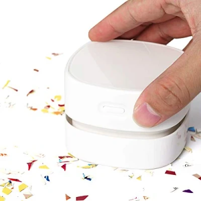 Afbeelding van Surplex Mini tafelstofzuiger, hoge zuigkracht, stofreiniger, tafelstofzuiger voor het reinigen van kruimels, afschroefbare opvangbak, met laadborstels, desktop, huishouden, kantoor en auto