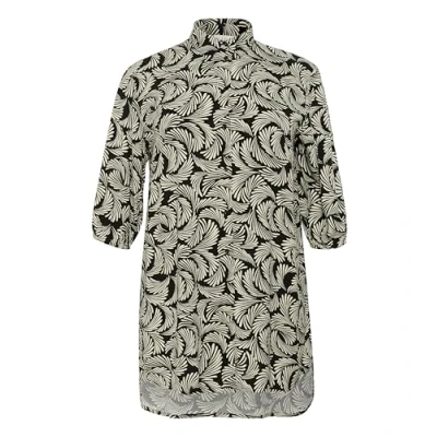 Afbeelding van Kaffe Curve Sonna Overhemdblouse, Dames, Maat: 48, Black deep antique white print