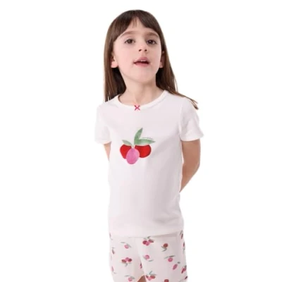 Afbeelding van Petit Bateau Katoenen pyjama met short in fruitprint Meisjes Pyjamaset Wit;Multicolour