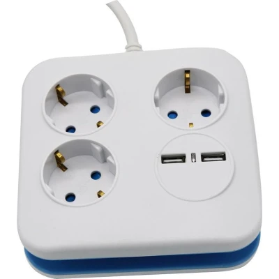 Afbeelding van V TAC stekkerdoos VT 1153 2 3 voudig USB 3680W 1,4 meter wit