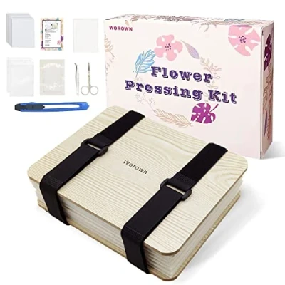 Afbeelding van Worown Professionele bloemenpersset, bladpers, plantenpers, 15 x 20 cm, 6 lagen, natuurpersset inclusief handleiding