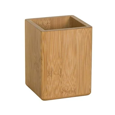 Afbeelding van OSCO Bamboe vierkante pennenpot, houten potloodhouder, bureau opgeruimd, kantoororganizer, make up opslag, cosmetica display, 10,2 x 7,7 cm (b d d)