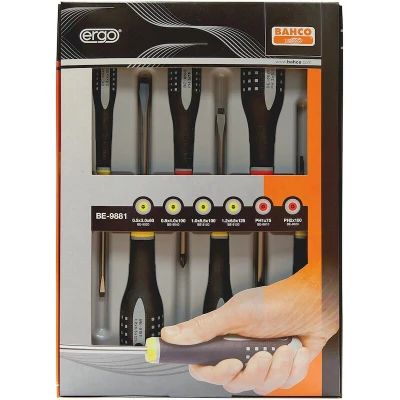 Afbeelding van Bahco Schroevendraaierset Ergo 4 x Gleuf / 2 PZ