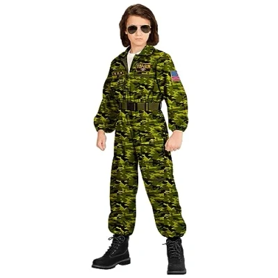 Afbeelding van Widmann Leger &amp; Oorlog Kostuum Straaljager Piloot Top Gun Kind Groen Maat 116 Carnavalskleding Verkleedkleding