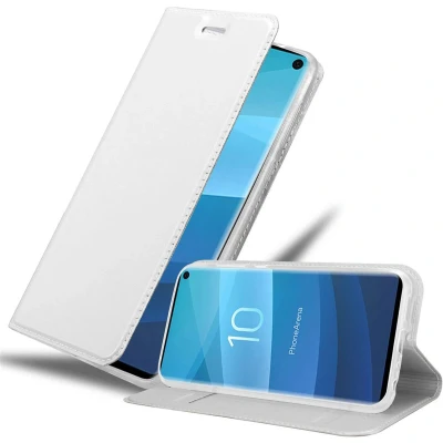Afbeelding van Cadorabo Hoesje geschikt voor Samsung Galaxy S10 4G in CLASSY ZILVER Beschermhoes met magnetische sluiting, standfunctie en kaartvakje Book Case Cover Etui