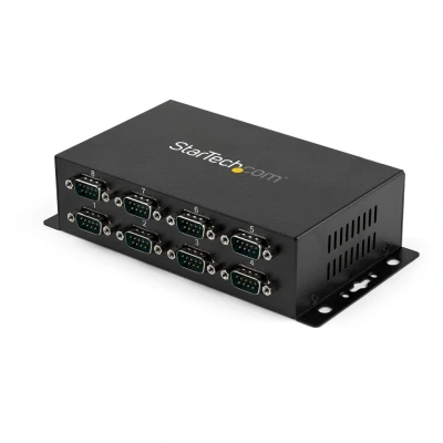 Afbeelding van StarTech.com 8 poort USB naar DB9 RS232 Seriële Adapter Hub Industriële DIN rail en Wandmontage