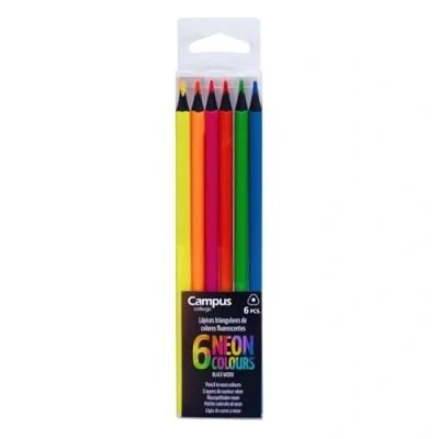 Afbeelding van Campus College Neon kleurpotloden, verpakking van 6 driehoekige fluorescerend, voor volwassenen en kinderen, ideaal om in te kleuren, mandala&#039;s, zeer gepigmenteerd, perfect
