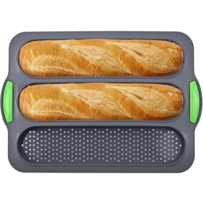 Afbeelding van Siliconen baguette bakvorm, antiaanbakbakvorm, lange vorm met drie sleuven om te bakken