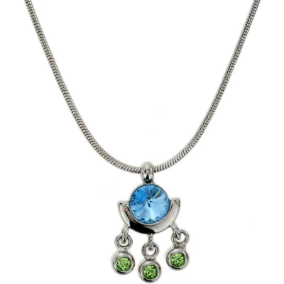 Afbeelding van Behave Zilver kleurig kettinkje met blauw en groene steentjes