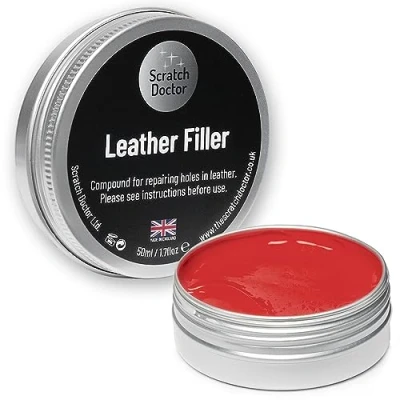 Afbeelding van Scratch Doctor ledervuller, reparatiemiddel om gaten, scheuren, krassen en slijtage op lederen meubels, autostoelen, schoenen tassen te vullen (rood, 50 ml)