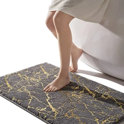 Afbeelding van QJHOMO badmat, antislip, wasbaar, grijs, decoratief tapijt, luxe, badkameraccessoires, zachte microvezel, absorberend, 60 x 120 cm