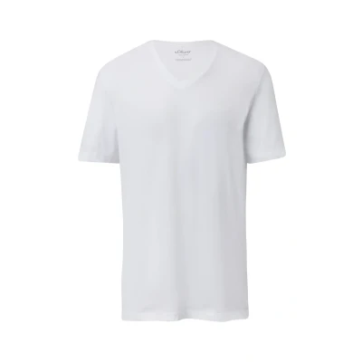 Afbeelding van s.Oliver MIT V Ausschnitt UND LOGO Tshirt basic, Heren, Maat: Small, Weiß
