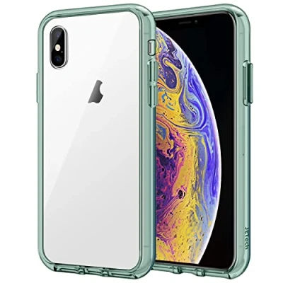 Afbeelding van JETech Hoesje voor iPhone XS en X, Schokabsorptie Transparant Bumper Case, Anti Krasvrije Achterkant (Middernachtgroen)