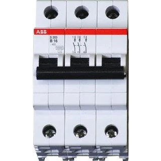 Afbeelding van Abb s203 installatieautomaat 3p k karakteristiek 50a iec en 60898 1 6 ka iec60947 2 10 3 modulen breedte 52 5mm 2cds253001r0577