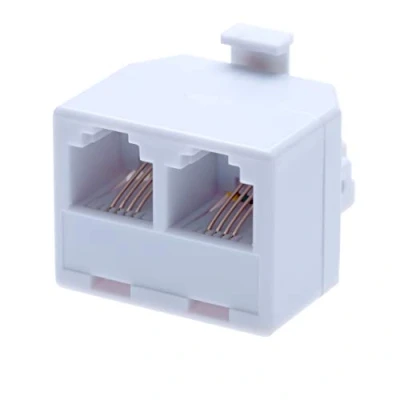 Afbeelding van RJ11 adapter en 2 weg splitter van aansluiting vrouwelijke aansluitingen naar mannelijke stekker Kabel vaste breedband universele poort converter connector extender telefoonkoppeling