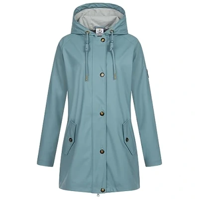 Afbeelding van Friesennerz #ankerglutheaven Regenjas voor dames, met capuchon, gevoerd, waterdicht, weerbestendig, windbreaker, overgangsjas, smoke, 42