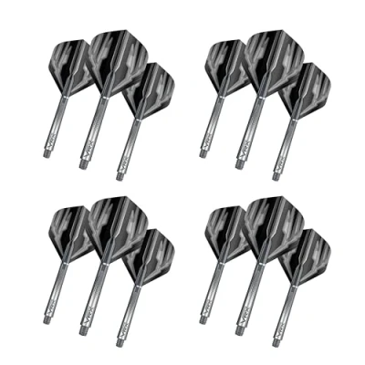 Afbeelding van RED DRAGON Dart Flight &amp; Stems Combo Grey 4 sets standaard vluchten en Medium VRX Stengels per Pack