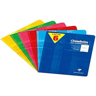 Afbeelding van Clairefontaine 3795AMZC Set van 6 Geniet Schrijfschriften 17x22cm 32 Gelijnd Pagina&#039;s 4 mm vergroot naar 16/16 90g wit papier Gelamineerde karton kaft Willekeurige kleuren