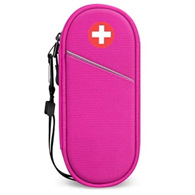 Afbeelding van SITHON EpiPen Medische Draagtas Geïsoleerd, Reismedicatie Organizer Tas Noodzaak voor 2 EpiPens, Astma inhalator, Anti histamine, Auvi Q, Allergiemedicijn Essentials, (Rode roos)