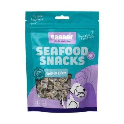 Afbeelding van 8x Braaaf Cubes Hondensnacks Zalmhuid 70 gr