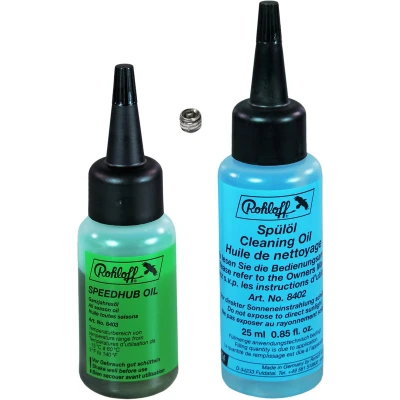 Afbeelding van Rohloff 8411 oliewisselset voor 1 oliewissel van naaf (25 ml spoelolie, 12.5 gansjaarolie, dichtingsschroef)