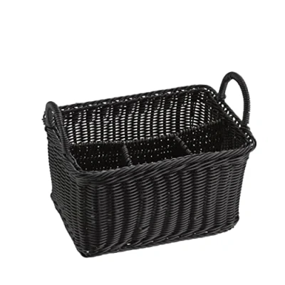Afbeelding van APS &quot;ECONOMIC&quot; bestekmand met 4 vakken, onbreekbare bestekbak, bestekcontainer, zwart, 18 x 26 cm, hoogte 15 cm