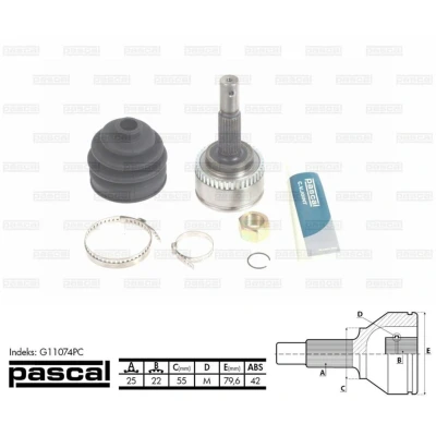 Afbeelding van Homokineet reparatie set, aandrijfas PASCAL G11074PC
