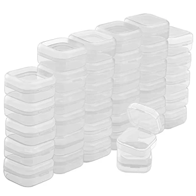 Afbeelding van Belle Vous 36 Stuks Kleine Doorzichtige Plastic Opbergdoosjes met Scharnierdeksel L3,5 x B3,5 H2 cm Minidoosjes voor Pillen, Kralen, Sieraden en Knutselartikelen