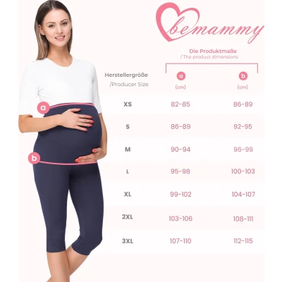 Afbeelding van BE Mammy BE20 258 LE Dames ¾ Zwangerschapsleggings Capri Viscose Elasthan Zwart XXL