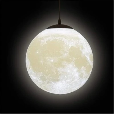 Afbeelding van 3D Print Led Maan Lamp Hang Plafondlamp Licht Nachtlampje voor Kinderkamer Restaurant Bed Kamer Woonkamer 30 CM