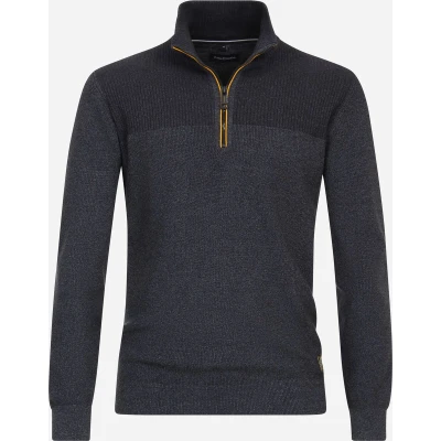 Afbeelding van Casa Moda Casual Fit Half Zip Sweater blauw, Effen