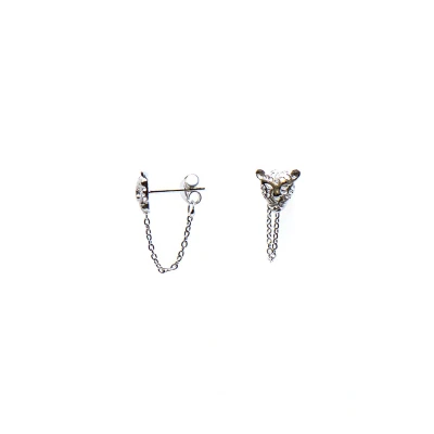 Afbeelding van Karma 925 Sterling Zilveren Chain Leopard Oorknoppen Zilver