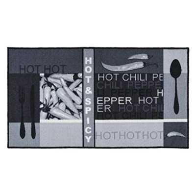 Afbeelding van Tapijtloper keukenloper, chilidesign chililoper, keukentapijt, woonkamer, entree, hal, keuken, Hot &amp; Spicy, gefestonneerd, duurzaam, onderhoudsvriendelijk, 67 x 120 cm, rood