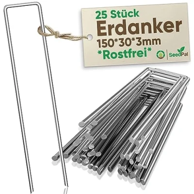 Afbeelding van SeedPal Grondankers verzinkt 25 stuks anti roestharingen 150 mm lang, 36 breed, Ø 3 voor camping, outdoor, tuinvlies (25)