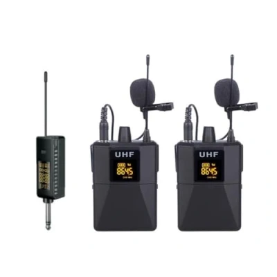 Afbeelding van E Lektron U 2B universele dubbele Lavalier draadloze microfoon systeemset UHF met mini plug ontvanger