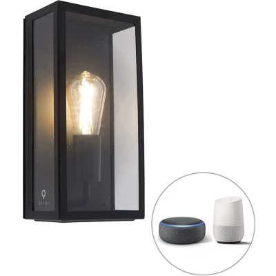 Afbeelding van QAZQA Smart buiten wandlamp zwart incl. WiFi ST64 IP44 Rotterdam