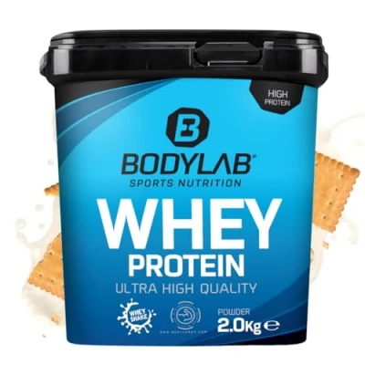 Afbeelding van Bodylab24 eiwitpoeder Whey Protein Boter Koekje 2kg, eiwitshake voor krachttraining en fitness, poeder kan spieropbouw ondersteunen, Hoogwaardig met 80% eiwit, Aspartaamvrij