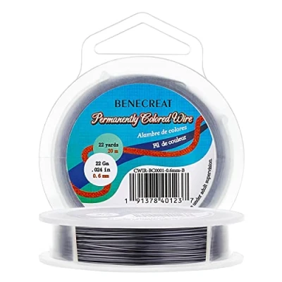 Afbeelding van BENECREAT Aanslagbestendige zwarte sieradendraad, 22 gauge (0,6 mm), koperdraad voor het maken van sieraden, 20 m