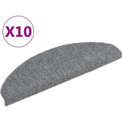 Afbeelding van vidaXL Trapmatten zelfklevend 10 st 65x21x4 cm naaldvilt lichtgrijs