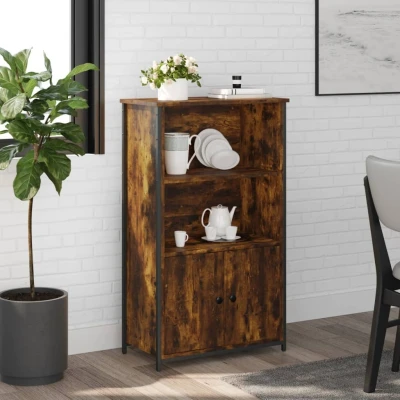 Afbeelding van Hoge kast 62x32x103,5 cm bewerkt hout gerookt eikenkleurig