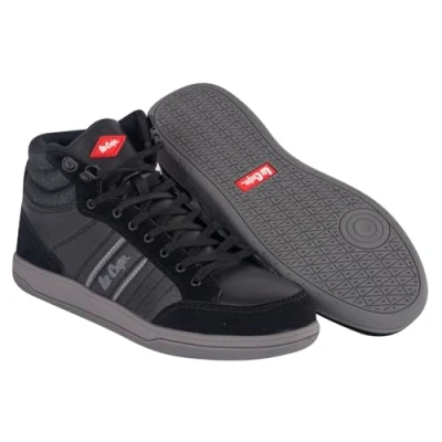 Afbeelding van Lee Cooper Werkkleding LCSHOE099 Heren Werk Veiligheid Retro Hoge Top Boot Trainer Met Beschermende Staal Toecap, 11 UK/45 EU, Zwart/Grijs, 1