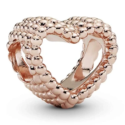Afbeelding van Pandora Rose 787516 Bedel Beaded Heart zilver rosékleurig