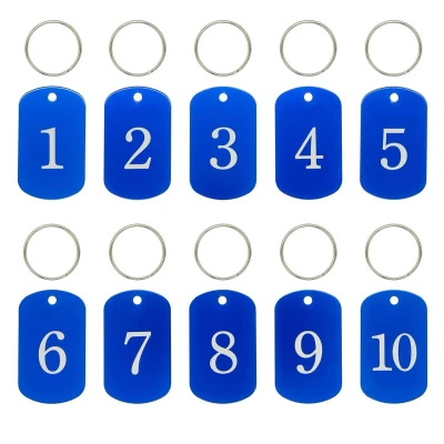 Afbeelding van Gegraveerde Identificatiemedailles Aluminium Sleutelhanger 1 tot 25 Blauw