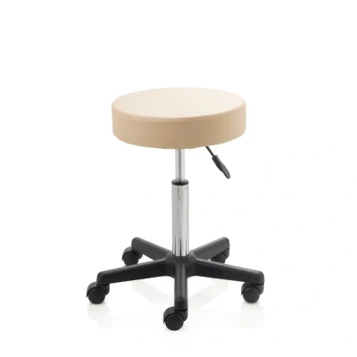 Afbeelding van Ergonomische tabouret op harde wieltjes kunststof frame middlehoge gasveer beige ZenGrowth