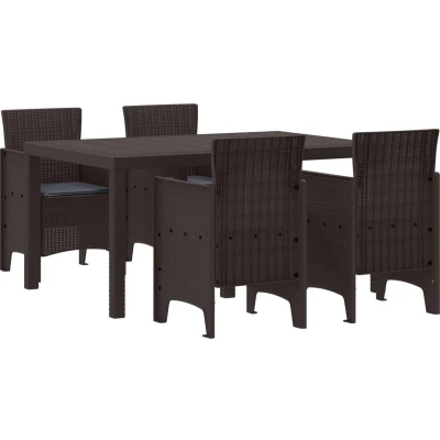 Afbeelding van vidaXL Tuin Eettafel Set 5 pcs Bruin 150 x 100 73 cm Poly rattan