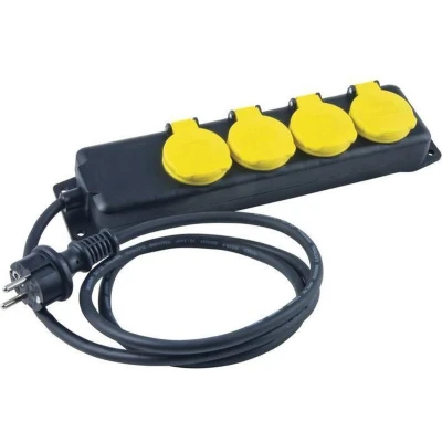 Afbeelding van Heitronic 45058 Stekkerdoos zonder schakelaar Zwart/geel Kinderbeveiliging