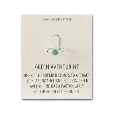 Afbeelding van Philip Jones groene aventurijn Verstelbare Ring met Quote Card, Aventurijn,