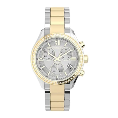 Afbeelding van Timex Klassiek kristallen dameshorloge, Twee toon, armband