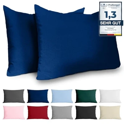Afbeelding van kussenkussen 50x70 versterkte katoen (set van 2) donkerblauw strak weven 57 draden/cm² 50 x 70 cm OUKO Tex